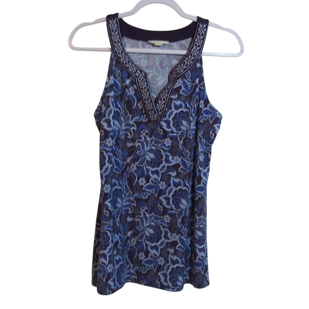 Magnolia Grace Embroidered Jersey Knit Tank Floral Size Small